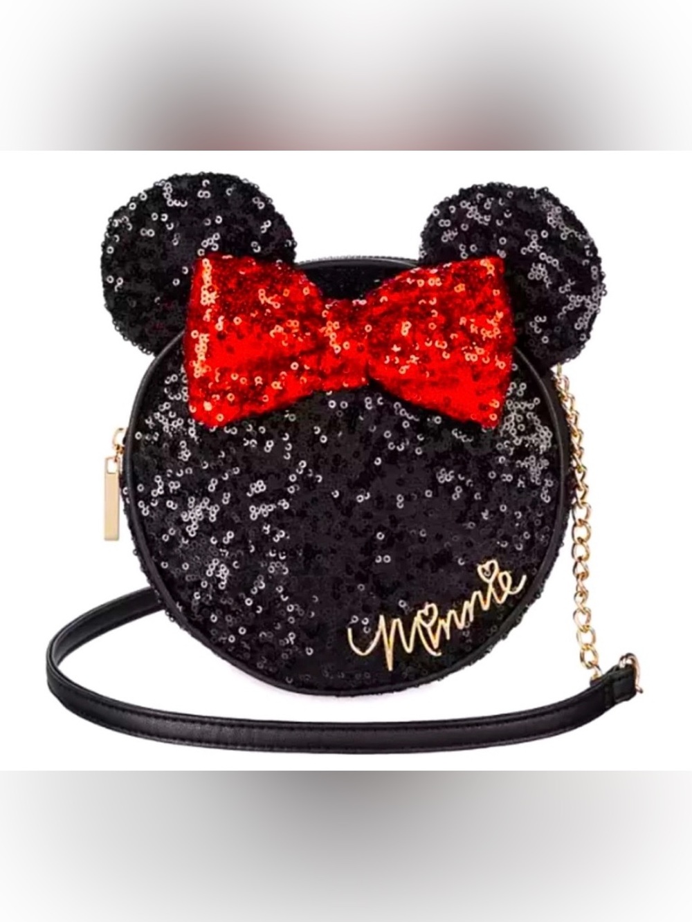 DISNEY Minnie Mouse Sequin Crossbody Vegan Leather Purse Bag Women’s Like New